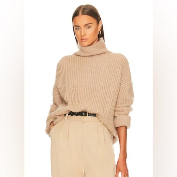 Anine Bing knit sweater wool alpaca Beige Turtleneck jumper neutral minimal XS - Picture 5 of 13